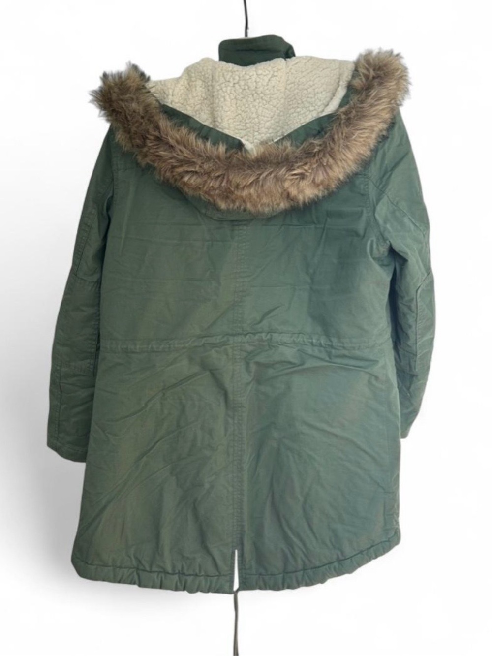 Gap Women’s Olive Green Parka w/ Faux Fur Hood. Body & Hood Sherpa Lined. Sz. S - Picture 3 of 8